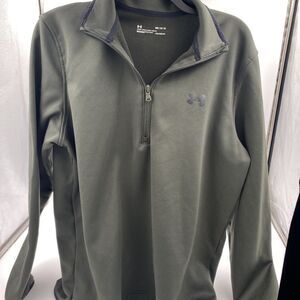 Under Armour Men's Medium ColdGear Loose Fit 1/4 Zip Mock Neck Lined Green